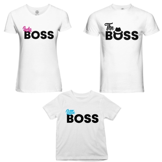Tris t-shirt adulti bambino boss family Per la famiglia 2