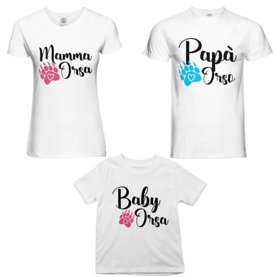 Tris t-shirt adulti bambino papà zampa orso mamma zampa orso baby orso Per la famiglia 2