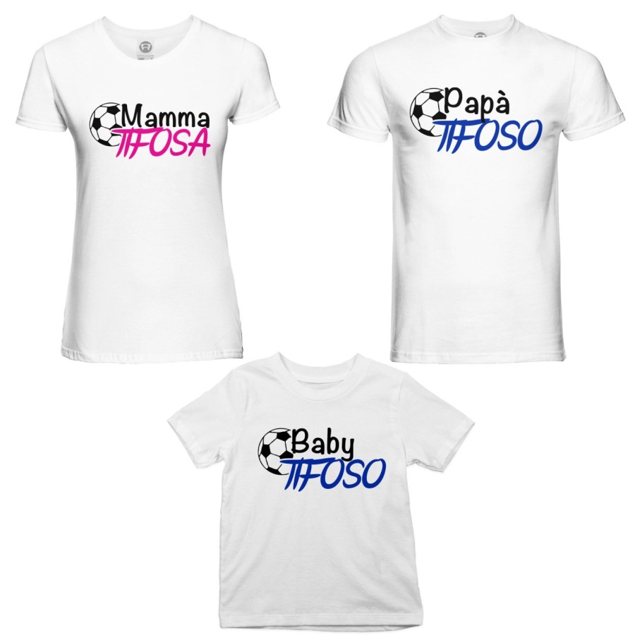 Tris t-shirt adulti bambino papà tifoso mamma tifosa baby tifosa Per la famiglia