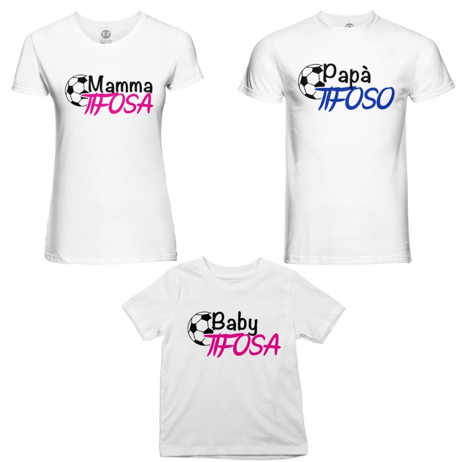 Tris t-shirt adulti bambino papà tifoso mamma tifosa baby tifosa Per la famiglia