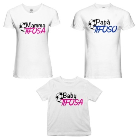 Tris t-shirt adulti bambino papà tifoso mamma tifosa baby tifosa Per la famiglia