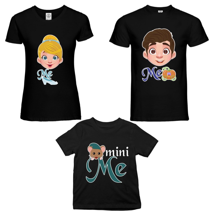 Tris t-shirt adulti bambino me principe henry me cenerentola mini topino Per la famiglia