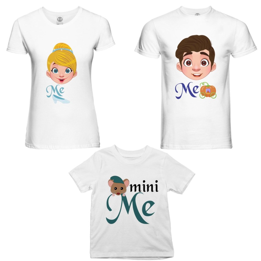 Tris t-shirt adulti bambino me principe henry me cenerentola mini topino Per la famiglia