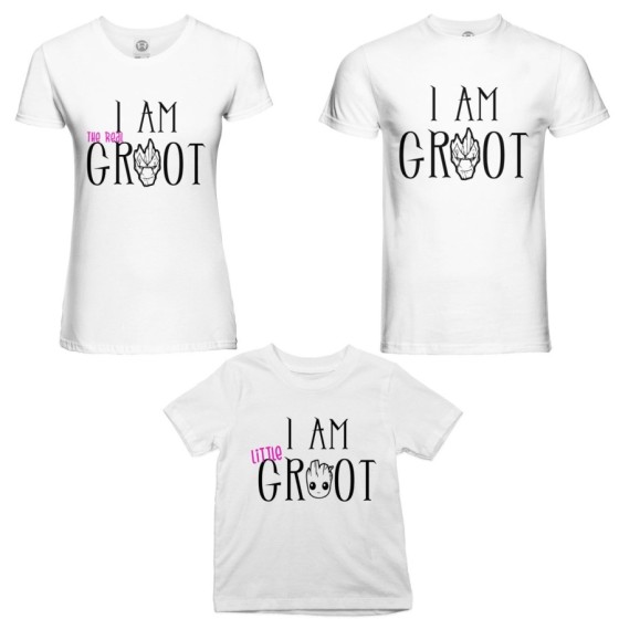 Tris t-shirt adulti bambino i am groot i am the real groot i am little groot Per la famiglia