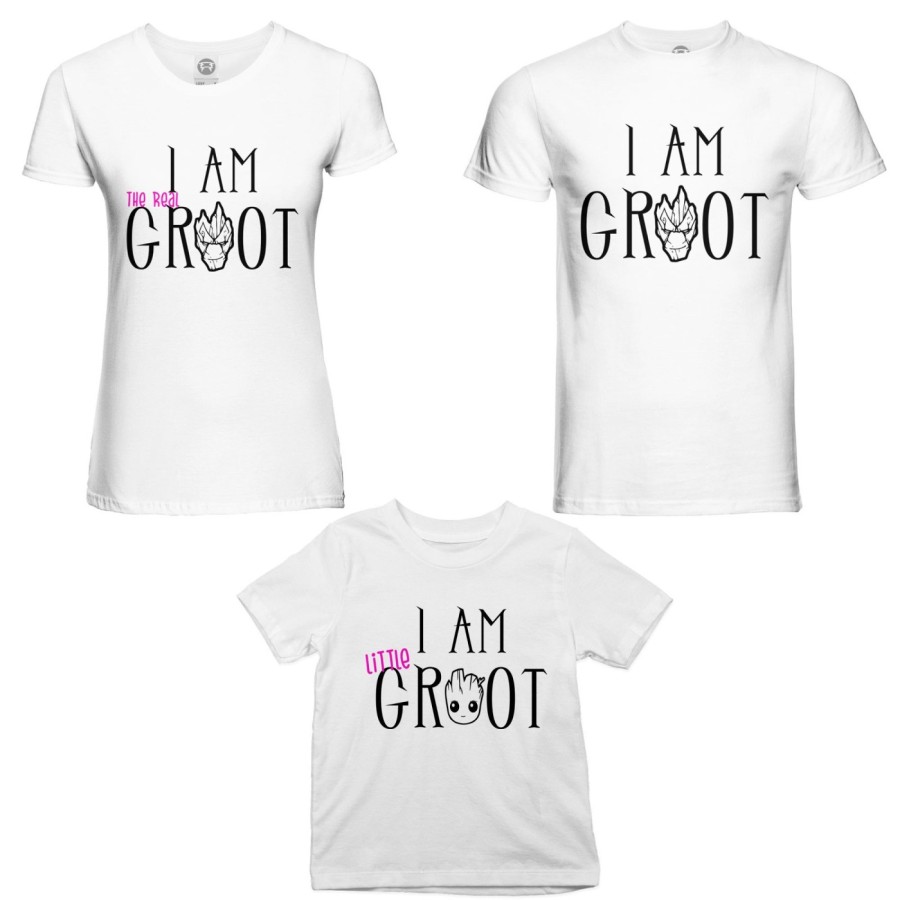 Tris t-shirt adulti bambino i am groot i am the real groot i am little groot Per la famiglia