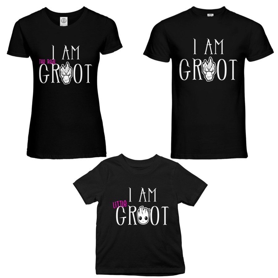 Tris t-shirt adulti bambino i am groot i am the real groot i am little groot Per la famiglia
