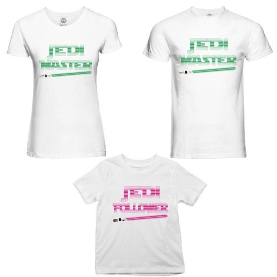 Tris t-shirt adulti bambino jedi master jedi follower Per la famiglia