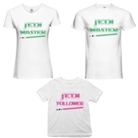 Tris t-shirt adulti bambino jedi master jedi follower