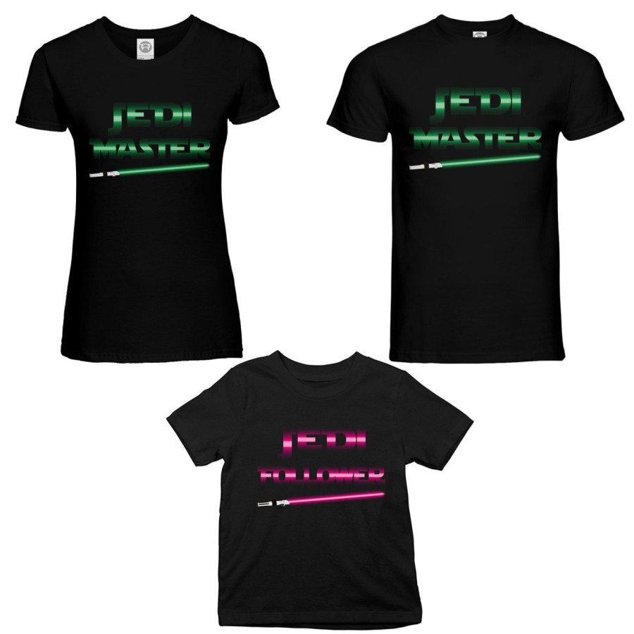 Tris t-shirt adulti bambino jedi master jedi follower Per la famiglia