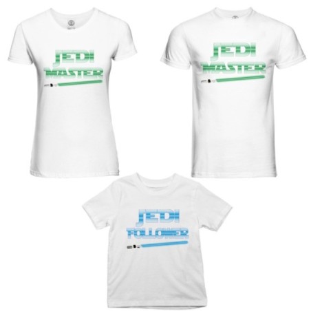 Tris t-shirt adulti bambino jedi master jedi follower Per la famiglia