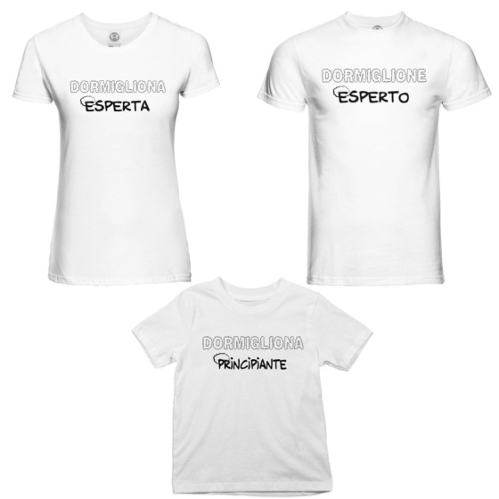 Tris t-shirt adulti bambino dormiglione esperto dormigliona esperta dormigliona dormiglione principiante Per la famiglia 2