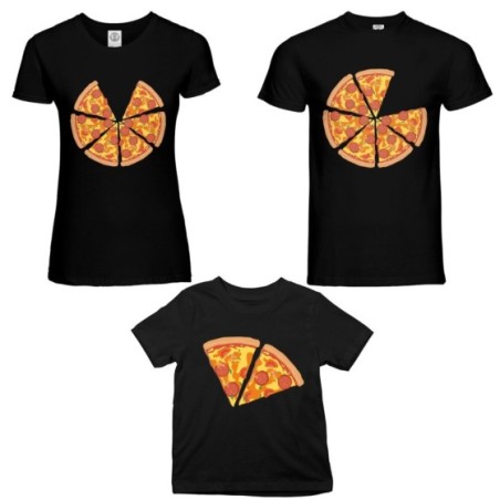 Tris t-shirt adulti bambino pizza Per la famiglia