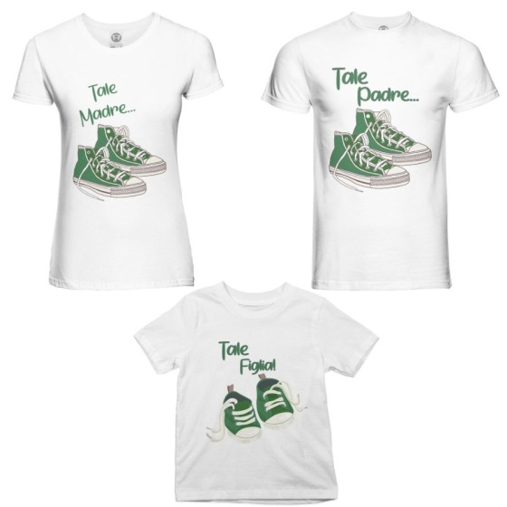 Tris tshirt adulti bambino tale padre tale madre tale figlio tale figlia all star Per la famiglia