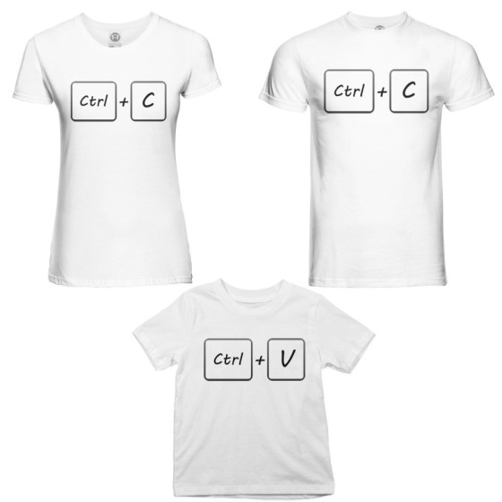 Tris t-shirt adulti bambino copia e incolla Per la famiglia