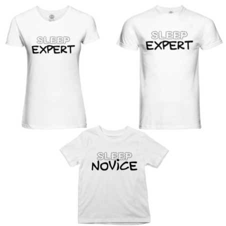 Tris t-shirt adulti bambino sleep expert sleep novice