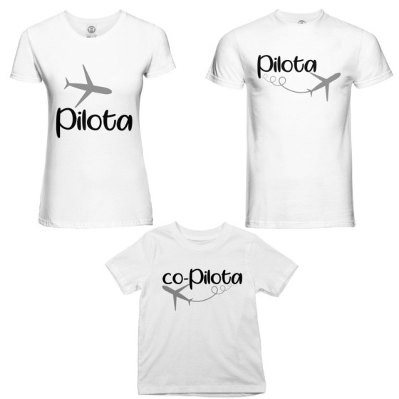 Tris t-shirt adulti bambino pilota co-pilota Per la famiglia 2