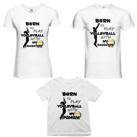 Tris t-shirt adulti bambino born to play volleyball with...