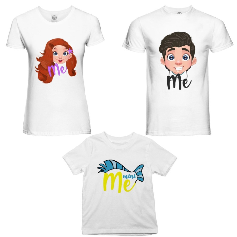 Tris t-shirt adulti bambino me erik me ariel mini flounder Per la famiglia
