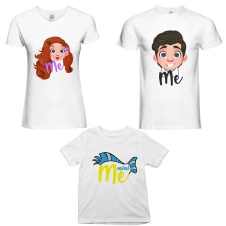 Tris t-shirt adulti bambino me erik me ariel mini flounder Per la famiglia