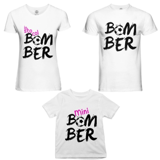 Tris t-shirt adulti bambino bomber io sto col bomber mini bomber Per la famiglia 2