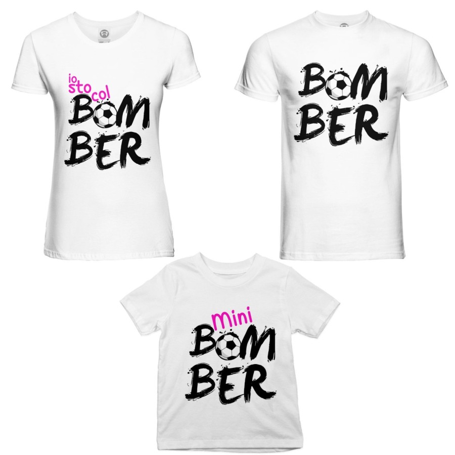 Tris t-shirt adulti bambino bomber io sto col bomber mini bomber Per la famiglia