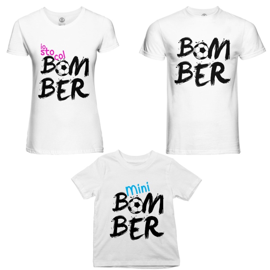 Tris t-shirt adulti bambino bomber io sto col bomber mini bomber Per la famiglia