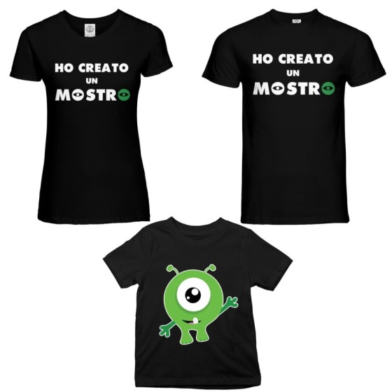 Tris t-shirt adulti bambino ho creato un mostro Per la famiglia