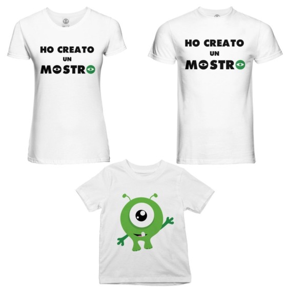 Tris t-shirt adulti bambino ho creato un mostro Per la famiglia 2