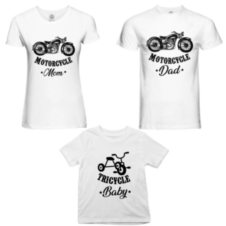 Tris t-shirt adulti bambino motorcycle dad motorcycle mom...