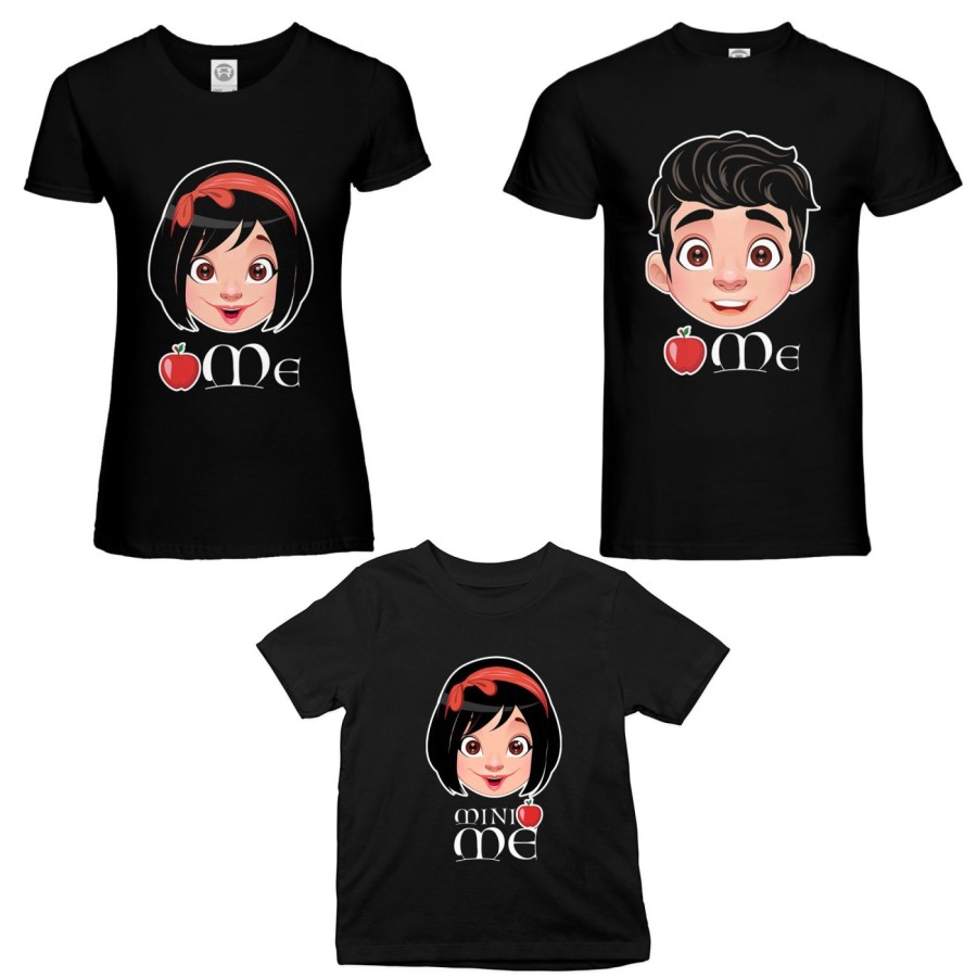 Tris t-shirt adulti bambino me principe florian me biancaneve mini biancaneve Per la famiglia