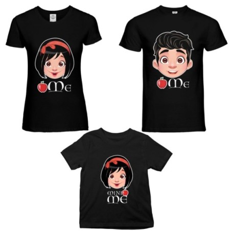 Tris t-shirt adulti bambino me principe florian me biancaneve mini biancaneve Per la famiglia