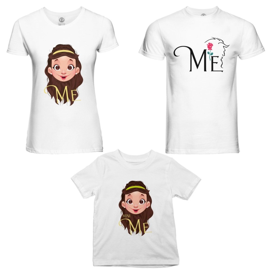 Tris t-shirt adulti bambino me la bestia me bella mini bella Per la famiglia