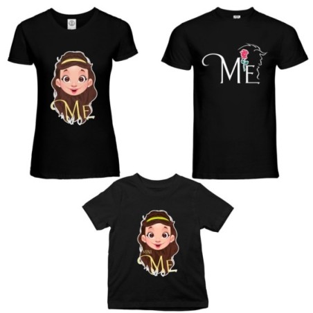 Tris t-shirt adulti bambino me la bestia me bella mini bella Per la famiglia