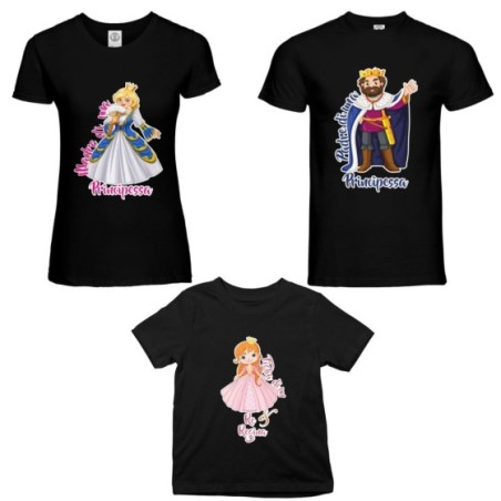 Tris t-shirt adulti bambino padre di una principessa madre di una principessa figlia di un re regina Per la famiglia