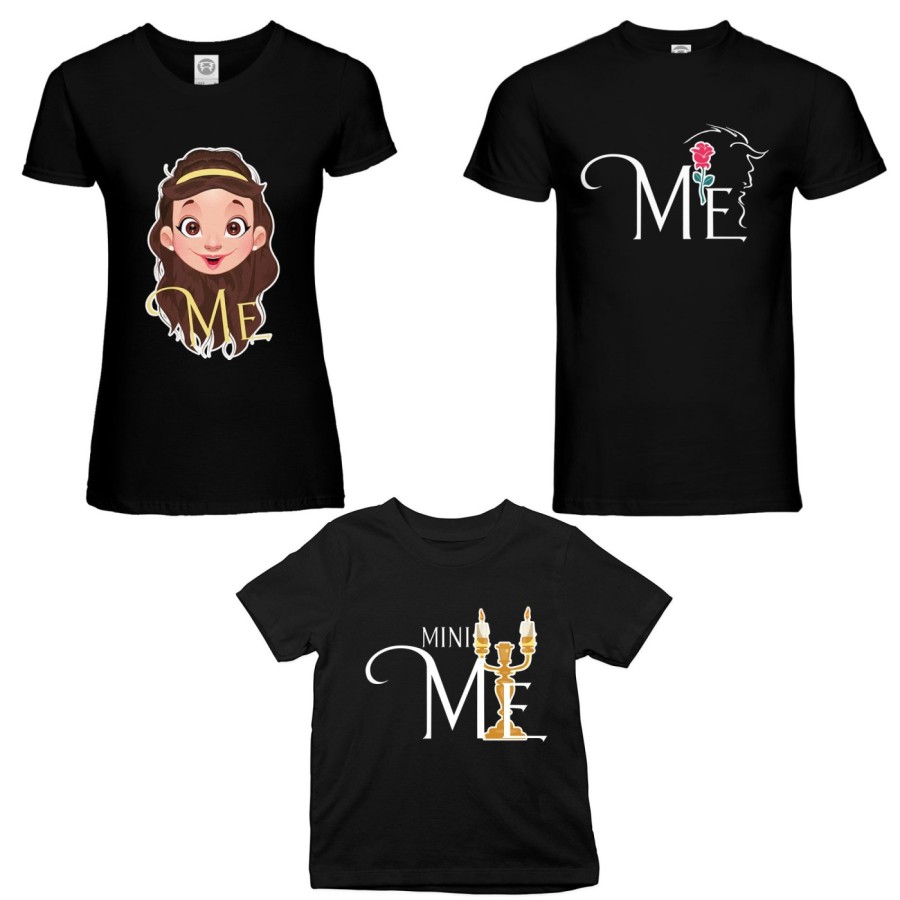 Tris t-shirt adulti bambino me la bestia me bella mini lumière Per la famiglia