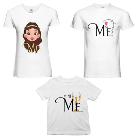 Tris t-shirt adulti bambino me la bestia me bella mini lumière Per la famiglia