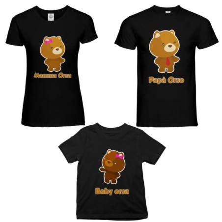 Tris t-shirt adulti bambino papà orso mamma orsa baby...