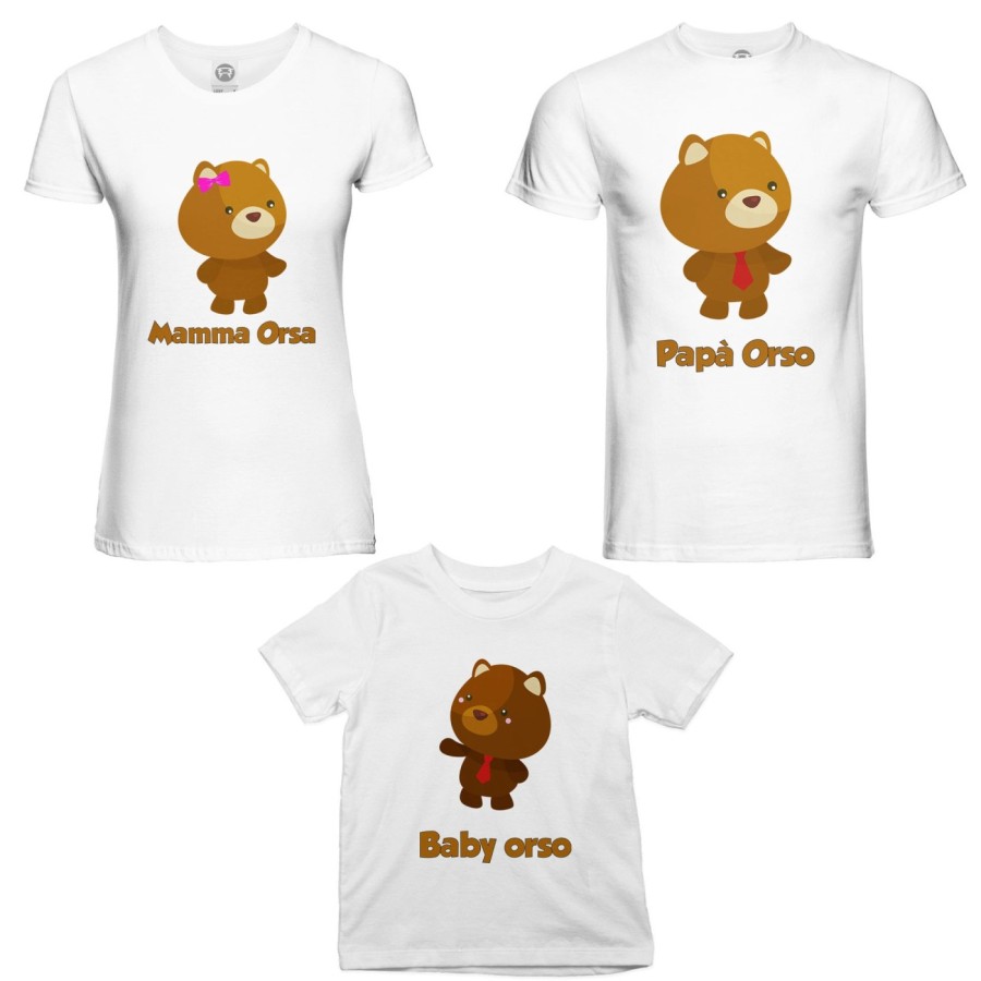 Tris t-shirt adulti bambino papà orso mamma orsa baby orsa baby orso  Per la famiglia