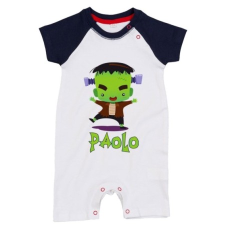 Pagliaccetto neonato personalizzato con nome piccolo frankenstein Halloween