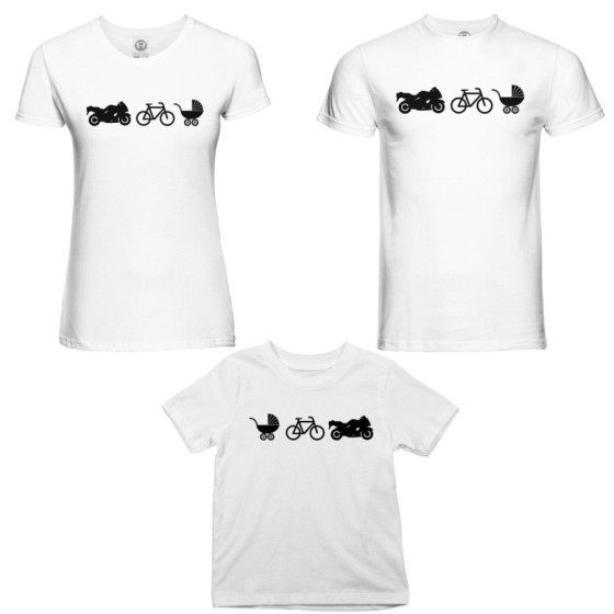 Tris t-shirt adulti bambino dalla moto al carrozzino Per la famiglia 2
