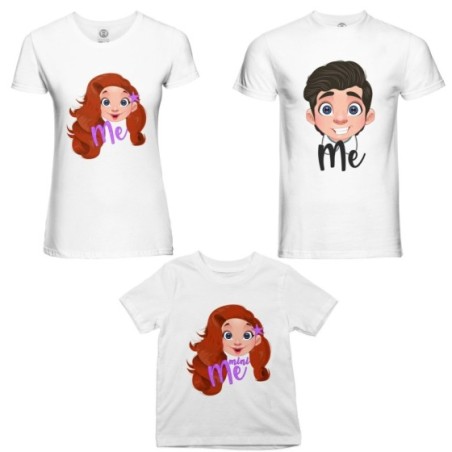 Tris t-shirt adulti bambino me erik me ariel mini ariel