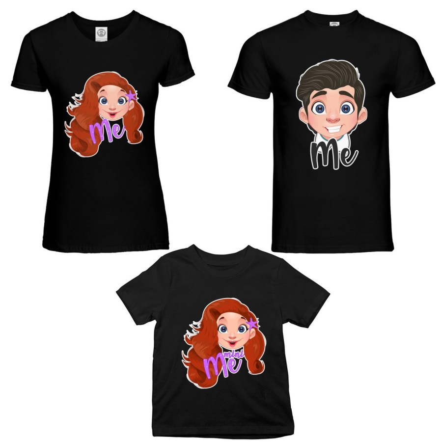 Tris t-shirt adulti bambino me erik me ariel mini ariel Per la famiglia