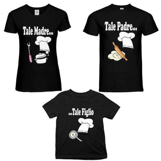 Tris t-shirt adulti bambino famiglia di chef Per la famiglia 2