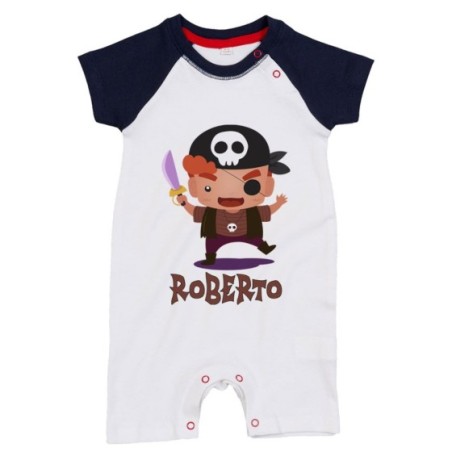 Pagliaccetto neonato personalizzato con nome piccolo pirata Halloween