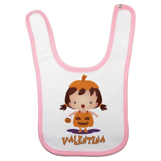 Bavaglino neonato personalizzato con nome piccola zucca Halloween