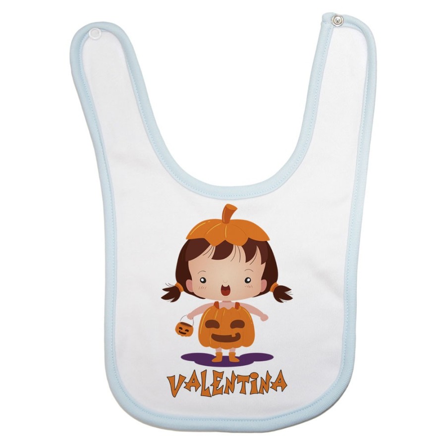Bavaglino neonato personalizzato con nome piccola zucca Halloween