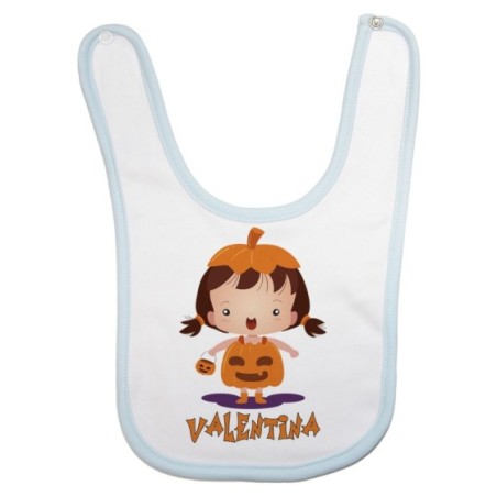 Bavaglino neonato personalizzato con nome piccola zucca Halloween