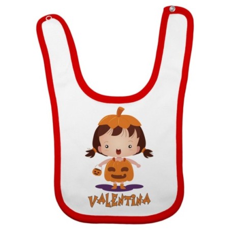 Bavaglino neonato personalizzato con nome piccola zucca Halloween