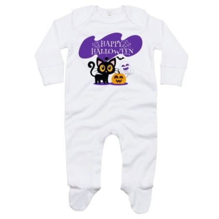 Tutina neonato happy halloween con gattino zucca e...