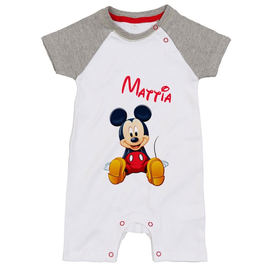 Pagliaccetto neonato personalizzato con nome cute topolino Cartoon